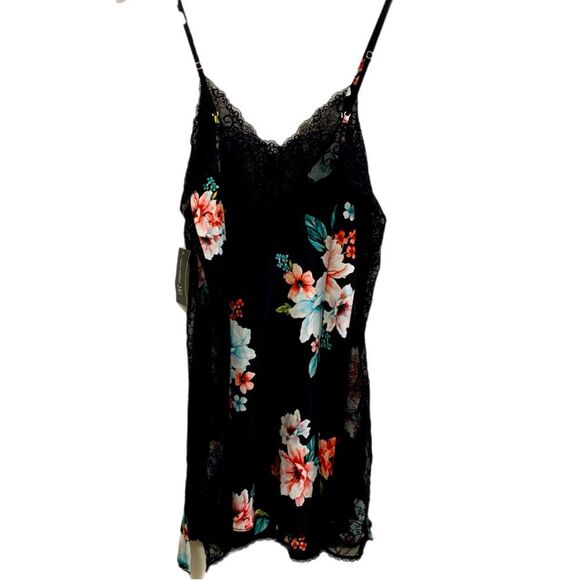 INTERNATIONAL CONCEPTS INTIMATES Nightgown Robe Set Women’s M Black Floral Pink. - Picture 5 of 16